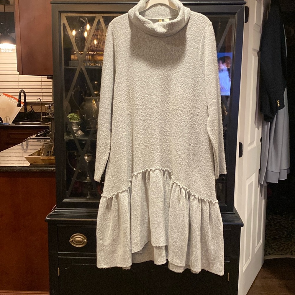 Anthropologie Moth ruffle sweater knit  dress  - EUC xl
